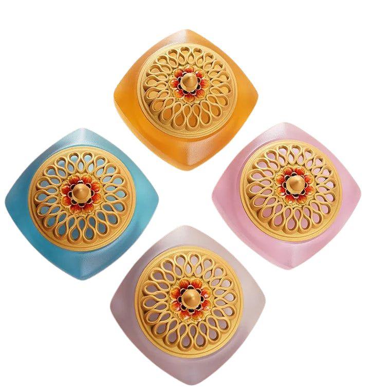 Candy-Colored Glazed Brass Incense Burner