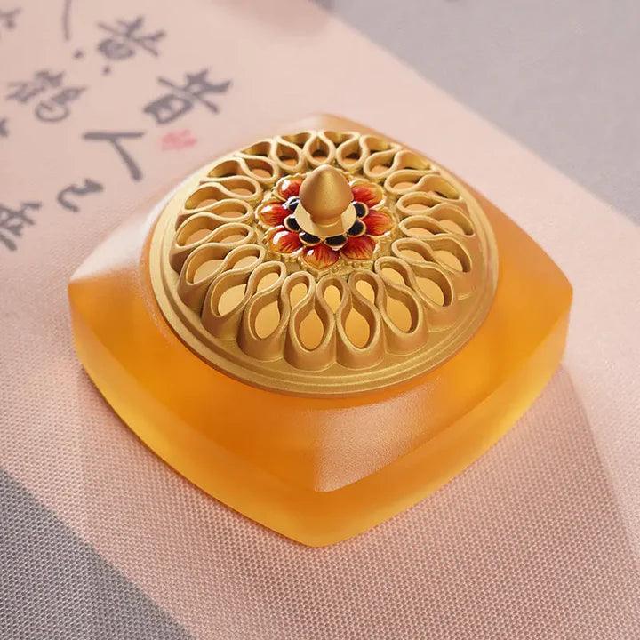 Candy-Colored Glazed Brass Incense Burner