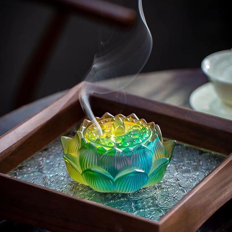 Handmade Lotus Colored Glazed Incense Burner