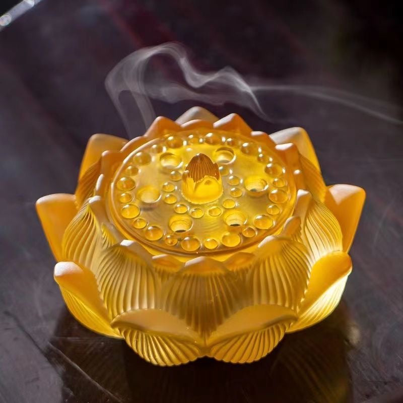 Handmade Lotus Colored Glazed Incense Burner