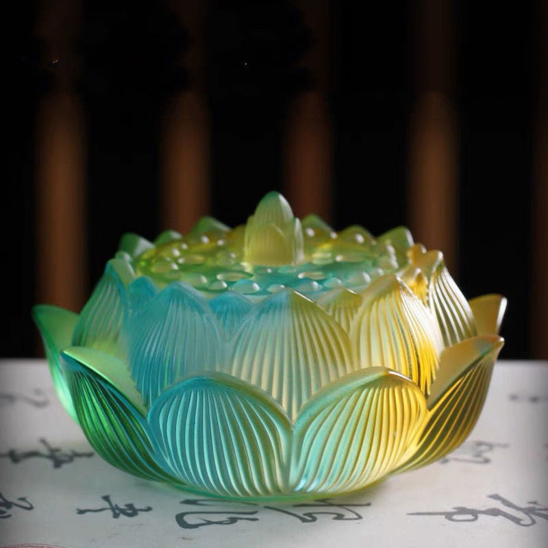 Gradient Green Lotus Incense Burner for Meditation and Air Purification