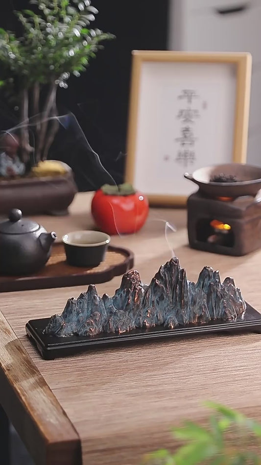 Copper alloy mountain incense burner for stick coil aromatherapy